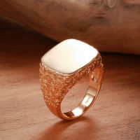 Kinel Hot Fashion Glossy Rings for Men Women 585 Rose Gold Simple Square Punk Rings Ethnic Wedding Jewelry 2021 New