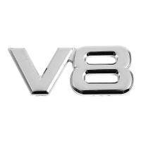 3D Silver Auto Motor V8 Car Rear Emblem Decal Badge Sticker 7.5x3.5cm