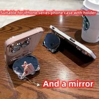 Mobile phone case comes with bracket, mirror, cute cat full case, suitable for iPhone 7 8 SE2 7plus 8plus x xr 11 12 13 14 full