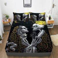 Skull Fitted Sheet Set Black Bedsheet Home Bedspread Room Decor 3D Bedding Set Home Textile Bedroom Bedclothes