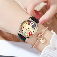 【July】 European and trendy retro watches wholesale student personality digital turntable casual watch stripe female