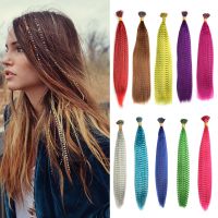 HAIRSTAR Colored Strands for Hair Feather Extension Synthetic Hairpiece Fake Hair Zebra Line Feather Hair Extensions Wig  Hair Extensions  Pads