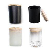 3/5pcs Glass Clear Candle Cup with Wooden Lid for DIY Candle Making Arts Aromatherapy Wax Empty Candle Jars Container Home decor