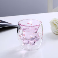 Kitty Paw Cup Double Glass Cups Cat Cartoon Cat Milk Juice Cups Home Office Coffee Mug The Best Birthday Water Bottle Gifts