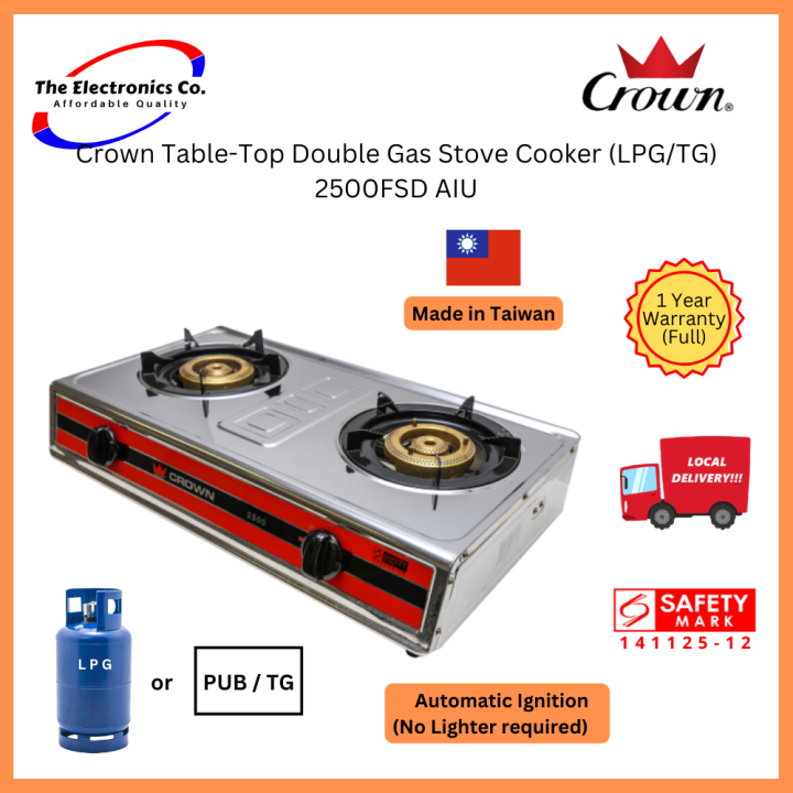 Crown TableTop Gas Stove Cooker (LPG/TG) 2500FSD AIU Lazada Singapore