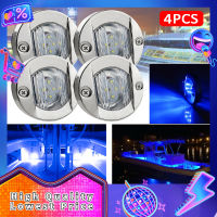 Qaao【Ready &amp; CODs】1/4ชิ้น DC 12V ไฟท้ายเรือแพใต้น้ำ LED,อุปกรณ์เสริมสำหรับเรือยอร์ชท้ายไฟ LED แบบกลมสีขาวสีน้ำเงินสำหรับเรือยอร์ชกันน้ำ