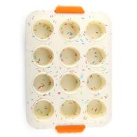 Non Stick 12 Hole Cake Mold Round Flat Bottom Muffin Cup Baking Tray Household Oven Baking Mold