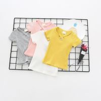 Summer Baby Kids Girls Short Sleeve Comfortable Cotton T-Shirt Solid Color Tops