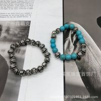 [TOP]Chromes Hearts 925 sterling silver high quality CH old full cross turquoise punk bracelet