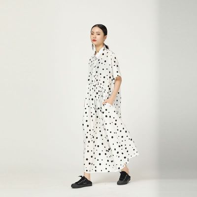 XITAO Dress  Women Casual Loose Dot Shirt Dress