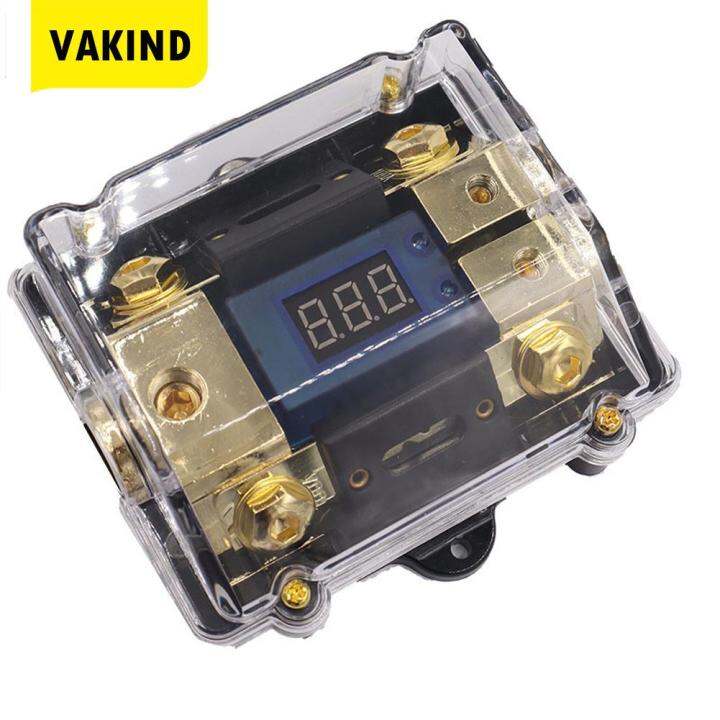 1 Way in 2 Way Out Stereo Power Fuses Holder Box with LED Display Car Audio Fuse Box with 24V