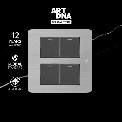ART DNA รุ่น A89 Switch 2 Way Size M สีสแตนเลส + เทา ขนาด 4x4" ปลั๊กไฟโมเดิร์น ปลั๊กไฟสวยๆ สวิทซ์ สวยๆ switch design