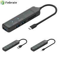 FEBRAIN คอมพิวเตอร์อะแดปเตอร์ OTG แยก Type-C สำหรับ SD/อ่านบัตร TF ด็อกต่อขยายฮับ USB