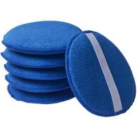 SUNLAND Soft Microfiber Car Wax Applicator Cleaning Pad Polishing Waxing Pad Sponge 12.5cm Diameter With Elastic 6 pcs