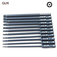 Quk 10ชิ้นบิตชุดไขควงสว่านไฟฟ้าแม่เหล็ก Torx จบ1/4นิ้วแม่นยำ S2อัลลอยไขควงไฟฟ้าเครื่องมือซ่อมแซมเจาะกระแทก