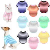 Summer Dog Striped T-Shirt Dog Shirt Breathable Pet Apparel Colorful Puppy Sweatshirt Dog Clothes for Small to Medium Dogs Puppy Clothing Shoes Access