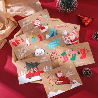 6PCS Christmas Card Christmas Birthday Party Gift Card Cute Cartoon Half Folded Card Blessing Message Card With Envelope