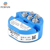 pcbfun โมดูลเครื่องตรวจจับแบบแยกส่งสัญญาณอุณหภูมิ PT100 -40 ~ 120องศา-4-20MA 24V