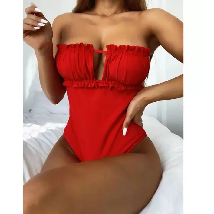 Red One Piece Swimsuit Bikini Small Lazada Ph