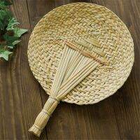 【CW】 Vintage Hand-Woven Fan Innovative Handmade Cattail Leaf Braided Round Hand Held Wind Fans