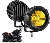 ‎Auxbeam Auxbeam Amber Fog Lights, 3.5 Inch 50W Round Led Offroad Light 5000LM Yellow Round Led Pods with Wiring Harness Kit, Spot Flood Combo Driving Lights for Truck ATV UTV Motorcycle Off-Roading 3.5IN Yellow Lights with Wiring Harness