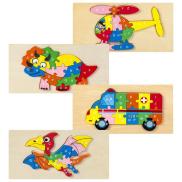Wooden Animal Puzzles for Toddlers Wooden Dinosaur & Vehicle Pattern