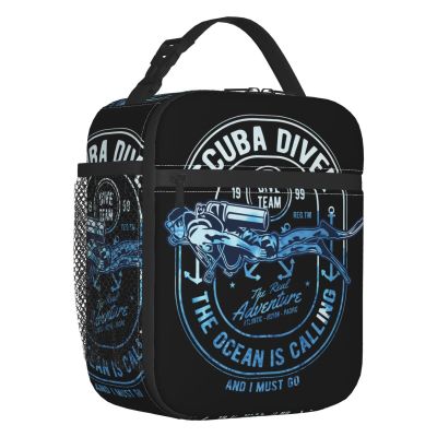 ☊ Scuba Diver Resuable Lunch Box for Women Diving Lover Gift Thermal Cooler Food Insulated Lunch Bag Kids School Children
