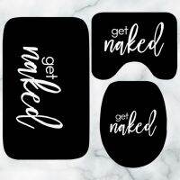 【ปัจจุบัน】ตลก Get Naked Bathroom Decor Mat พรมพรมห้องน้ำ Bath Mat ชุด3ชิ้น Get Naked เสื่อห้องน้ำฝักบัวชั้นฝาปิดที่นั่ง