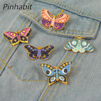 Pinhabit เข็มกลัดเคลือบรูปผีเสื้อแม่มดปรับแต่งได้เข็มกลัดมอดเฟสดวงจันทร์