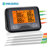 Inkbird Wi-Fi &amp; Bluetooth Grill Thermometer IBBQ-4BW เทอร์โมมิเตอร์เตาอบเครื่องวัดอุณหภูมิอาหาร, ชาร์จไร้สาย BBQ เครื่องมือวัดอุณหภูมิ 4 Probesสำหรับเตาอบบาร์บีคิวครัวกลอง