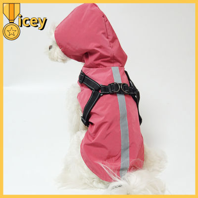 Iceyhome แจ็กเก็ตกันฝนพร้อมฮู้ด,เสื้อกันหนาวกันน้ำระบายอากาศได้ดีเสื้อลูกสุนัขสะท้อนแสงสำหรับสุนัขขนาดเล็กขนาดกลาง