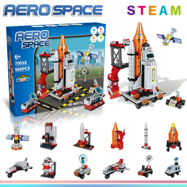 PliToys 566pcs Space Rocket Mini Building Block Space Rocket Matching