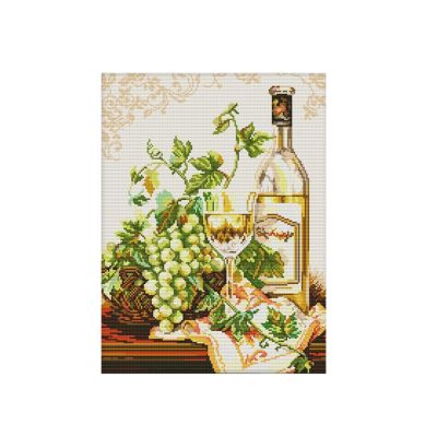 Embroidery Starter Kits Stamped Cross Stitch Kits Beginners for DIY Embroidery 11CT 3 Strands - Grapes and Wine
