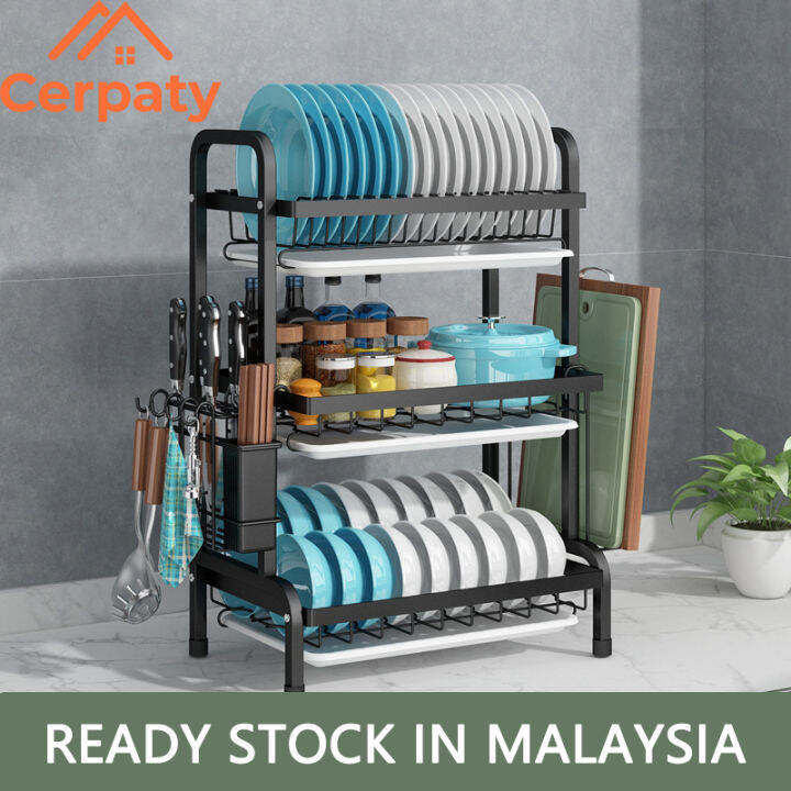 3 Layers Dish Rack 304 Stainless Steel Dish Drainer Rack Kitchen Rack