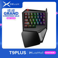 DELUX T9PLUS เดี่ยวคีย์บอร์ดเล่นเกม 29 ปุ่มคีย์บอร์ดแบบกลไก 10 ไฟ RGB backlit Effects สำหรับแล็ปท็อป PC ผู้เล่นเกมส์