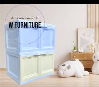 Wfurniture?ตู้พลาสติกอเนกประสงค์ 2ชั้น ?มือจับบน/ฝาสวิง ✅รุ่น Color Vid ?สีPastel Twin Mix  ❗️❗️สินค้าพร้อมส่ง❗️❗️