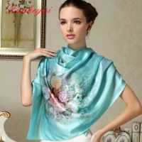 【Miki Xinyuan】 DANKEYISI 100ยาวผ้าพันคอผู้หญิงผ้าพันคอไหม LuxuryScarf ผ้าคลุมไหล่ผ้าพันคอไหมยาวพิมพ์ผ้าคลุมไหล่ชายหาดปกอัพ