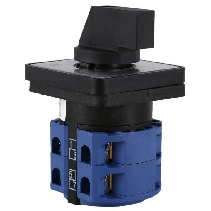 ac660v-25a-2-pole-3-position-momentary-plastic-rotary-changeover-switch-blue-black