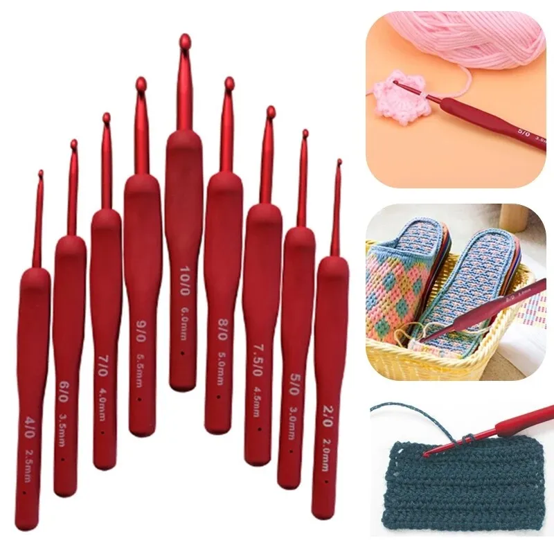 Plastic Handle Alumina Crochet Hooks Knitting Needles Set 2-4mm Crochet for  Weave Sewing Needles Tool