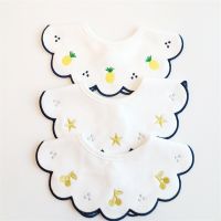 【CW】 Infant Baby Boy Bib Kid Toddler Dinner Food Feeding Embroidery Cotton Burp Cloths Saliva Fake Collar