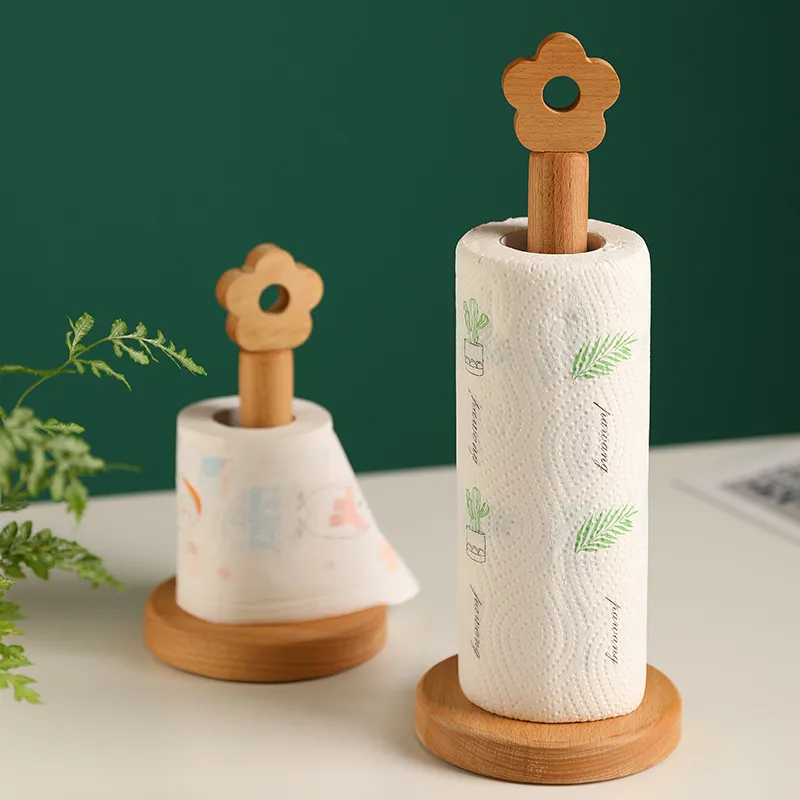 Japanese-style Solid Wood Paper Roll Holder Creative Kitchen