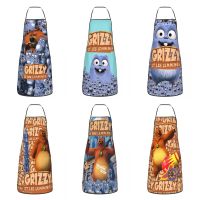 Funny Grizzy And The Lemmings Apron Women Men Unisex Bib Animation Cooking Kitchen Tablier Cuisine Chef Gardening