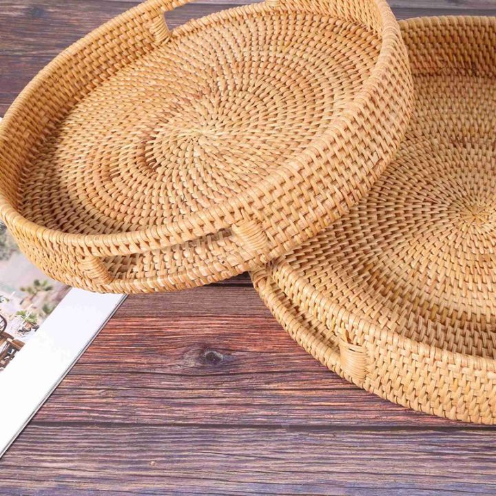 rattan-handwoven-round-high-wall-severing-tray-food-storage-plate-over-handles-for-breakfast-set-of-4-s-l