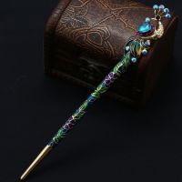 【cw】 Enamel Peacock Hair Stick Hairpin Chinese Accessories