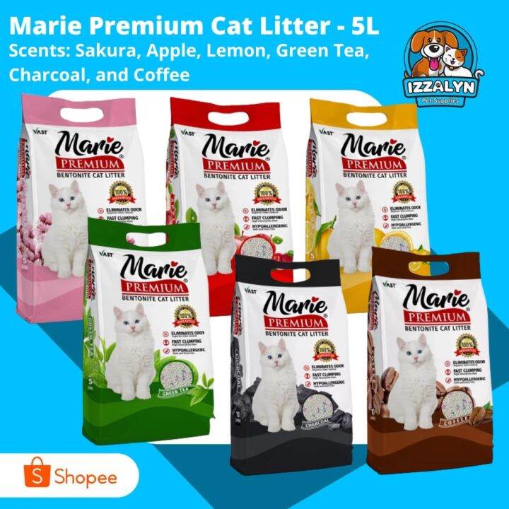 Marie Premium Bentonite Cat Litter 5L Lemon Scent Sakura Apple