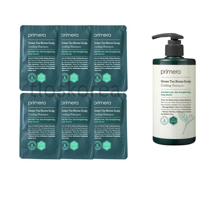 Primera dầu gội đầu trà xanh ngăn rụng tóc mát lạnh cho da đầu gói 6ml