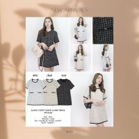 ขาว/ครีม/ดำ ✨ SLYQ BLANC NOIR TWEED A-LINE DRESS ชุดเดรสสั้นผ้าทวีดแขนสั้นแต่งกระเป๋า