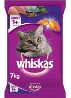 WHISKAS® Cat Food Dry Pockets Adult Mackerel Flavour วิสกัส®อาหารแมวชนิดแห้ง แบบเม็ด พ็อกเกต สูตรแมวโต รสปลาทู 7กก. 1 ถุง