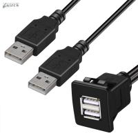 CALOCH อุปกรณ์สำหรับเรือบรรทุกรถยนต์ USB มอเตอร์ไซค์2.0แผงหน้าปัดแบบกดเพื่อขยายสายสายพ่วงตัวผู้ไปยังตัวเมียทนทานพอร์ตแบบคู่