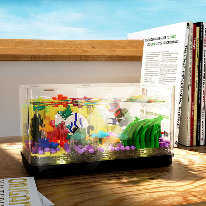creative-micro-aquarium-fish-tank-marine-museum-รุ่น-building-blocks-ตกแต่งบ้าน-fishbowl-light-อิฐของเล่นเด็ก-gifts